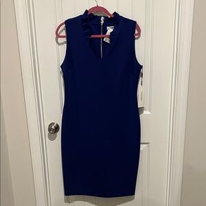 Calvin Klein Women's Navy Ruffle Neck Dress